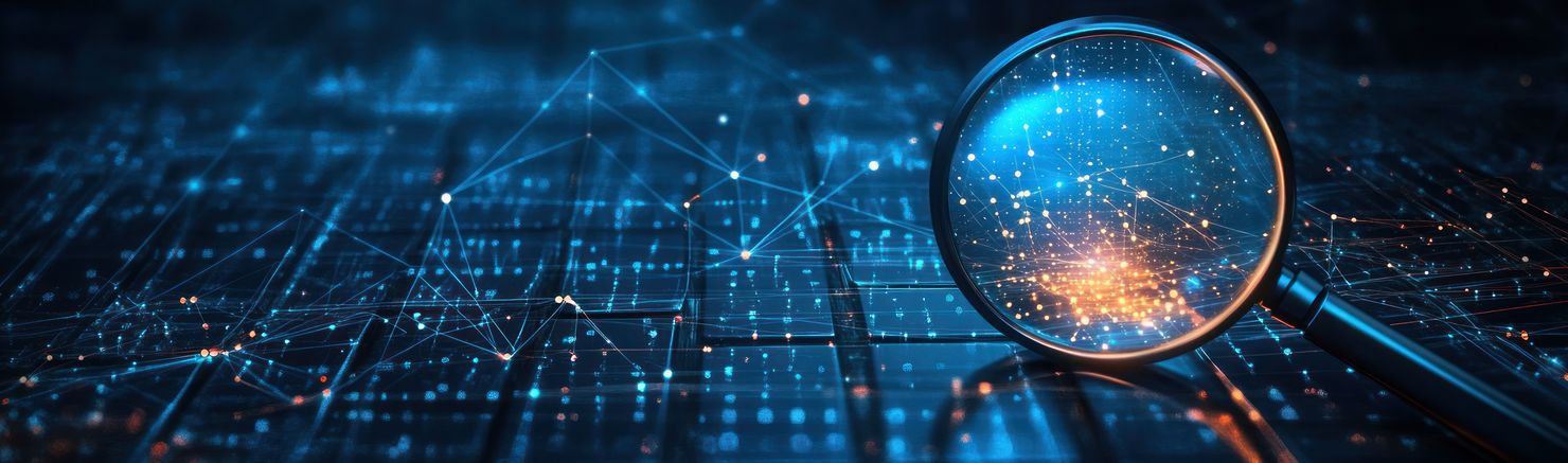 Lupe auf Datenzeichen. KI-generiertes Foto: Adobe