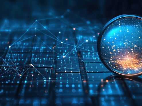 Lupe auf Datenzeichen. KI-generiertes Foto: Adobe