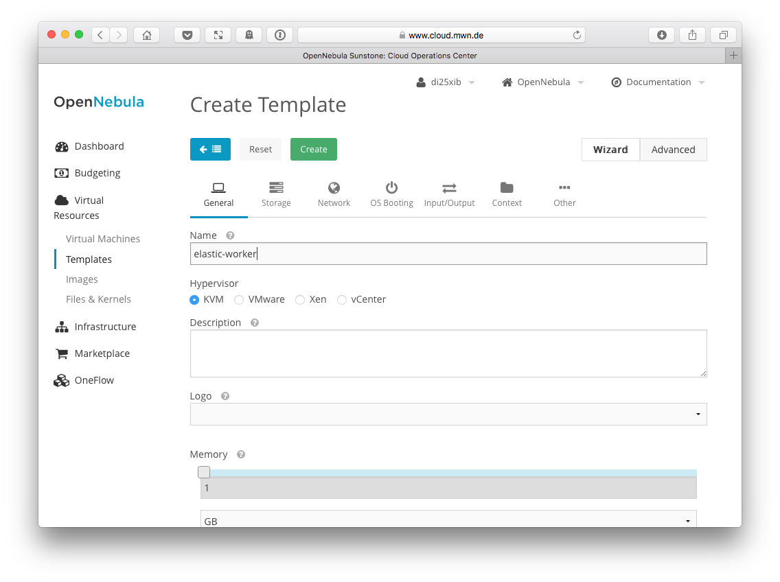 Create template for elastic worker
