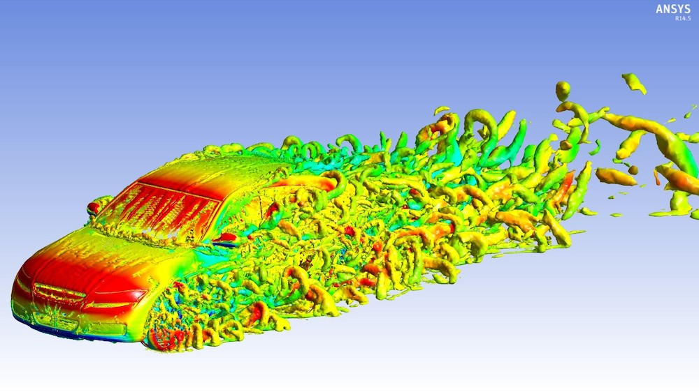 Graphic about air turbulences at a car